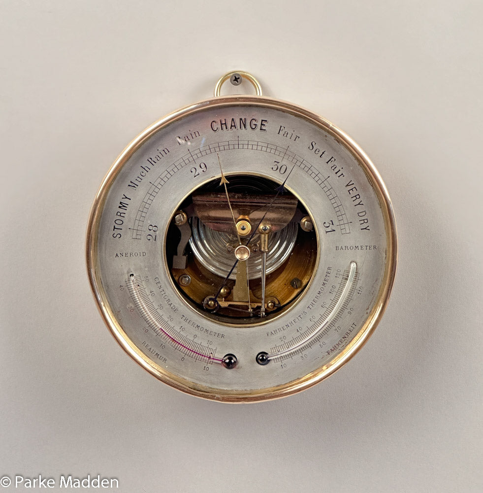 SALE - Rare Antique French Desk Thermometer Barometer - $1,650.00