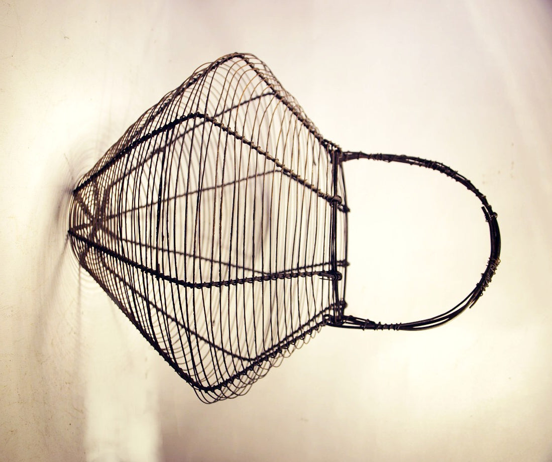 Vintage Rustic Wire Fishing Basket