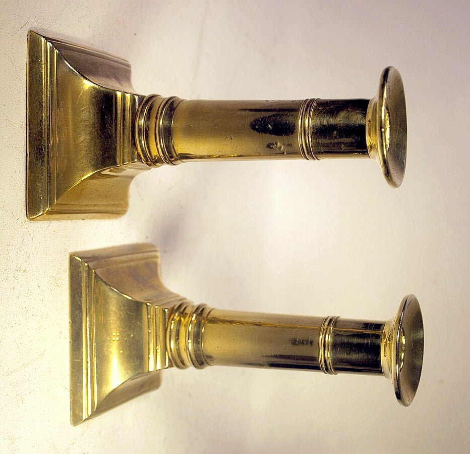 Pair antique brass Federal period candlesticks – Paul Madden Antiques