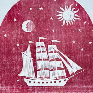 "Nocturne Far Sea" Woodcut Print by John Lochtefeld