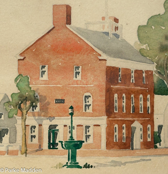 Vintage Watercolor Painting of Nantucket Old Customs House by D & R Beers