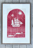 "Nocturne Far Sea" Woodcut Print by John Lochtefeld