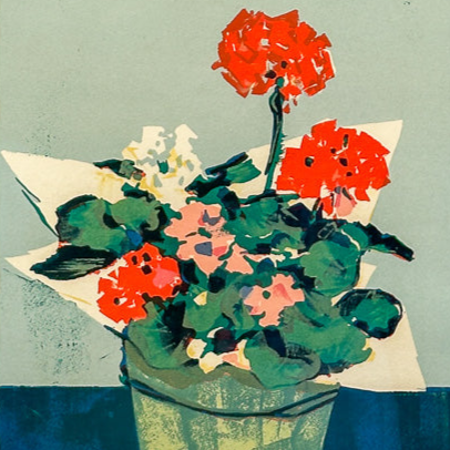 Geraniums Silkscreen Print by Andrew Shunney