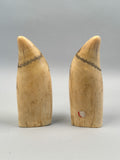 Pair of Antique Scrimshaw Teeth, Actors J.B. Booth & Mrs. Charles Kean