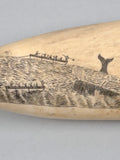 Antique Scrimshaw Tooth with Whaling Scene