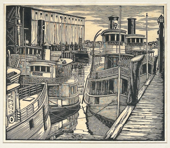 Superb Lino-cut Block Print by Ralph Frizzell, Portland, Maine