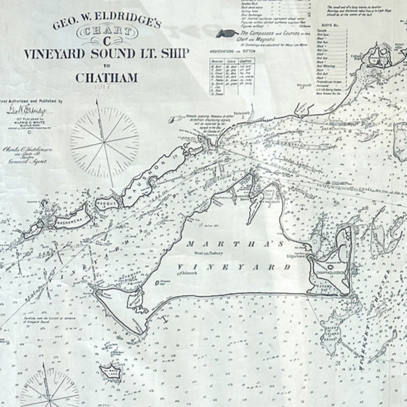 Eldridge's Vineyard Sound Lt. Ship to Chatham Chart 1917