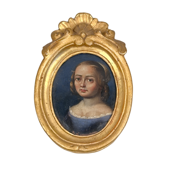 Antique Miniature Portrait on Copper