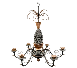 Vintage Carved Wooden Pineapple Chandelier