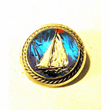 Antique American glass SAILBOAT button