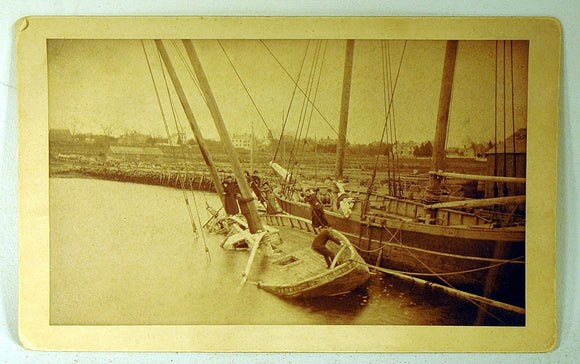 Antique New Bedford photograph of sunken boat.