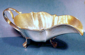 Antique silver SAUCE BOAT with ladle