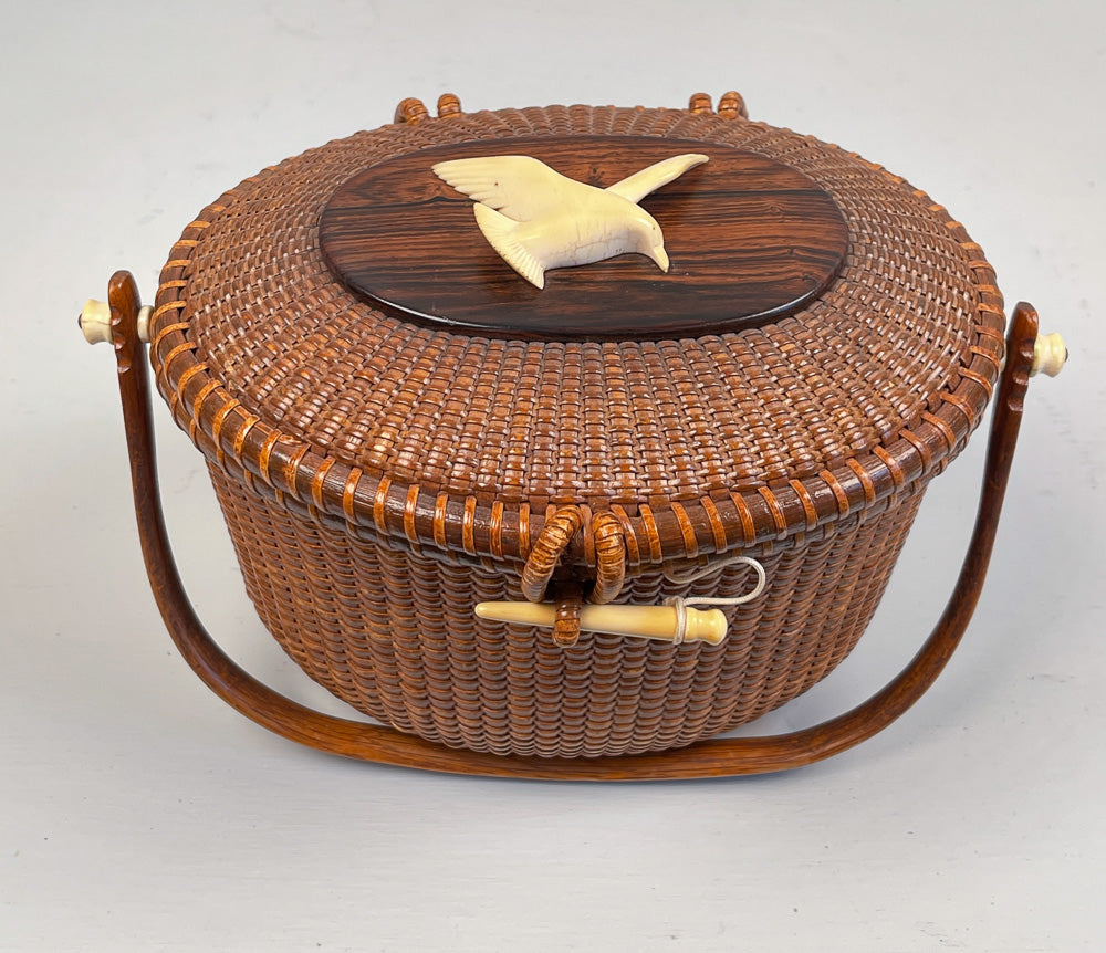 Nantucket basket purse with needlepoint shell insert | Nantucket baskets,  Needlepoint patterns, Needlepoint stitches